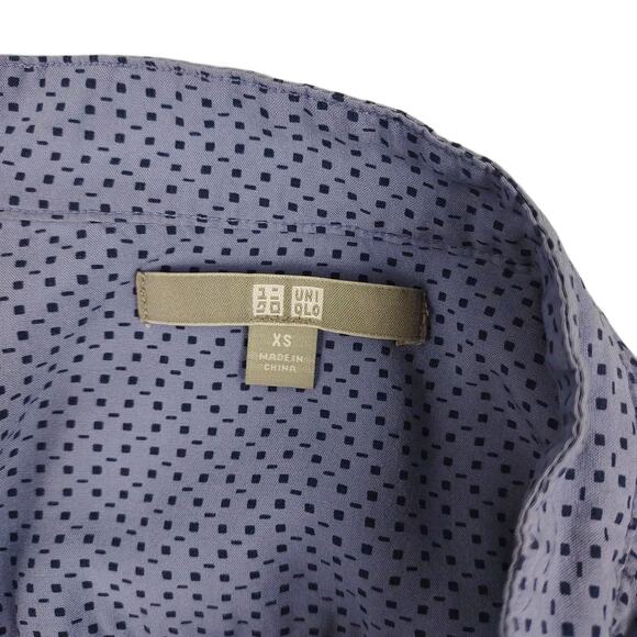 UNIQLO Women's XS Long-Sleeve Shift Shirt Dress 100% Rayon Geometric Lagenlook - Picture 3 of 5
